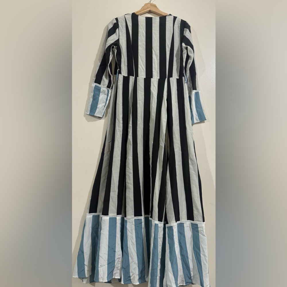 we are LEONE Striped Black, White & Light Blue Maxi Dress - Picture 4 of 4